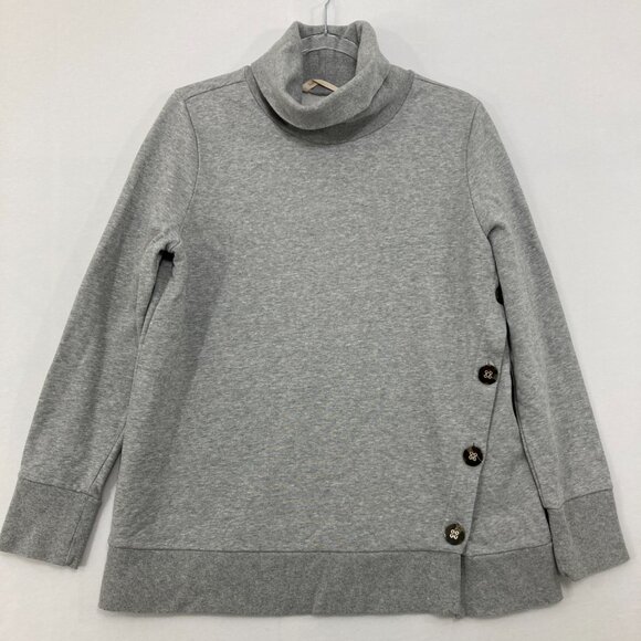 Soft Surroundings Large Gray Turtle Neck Button Detail Cozy Long Sleeve Sweater - Picture 1 of 10